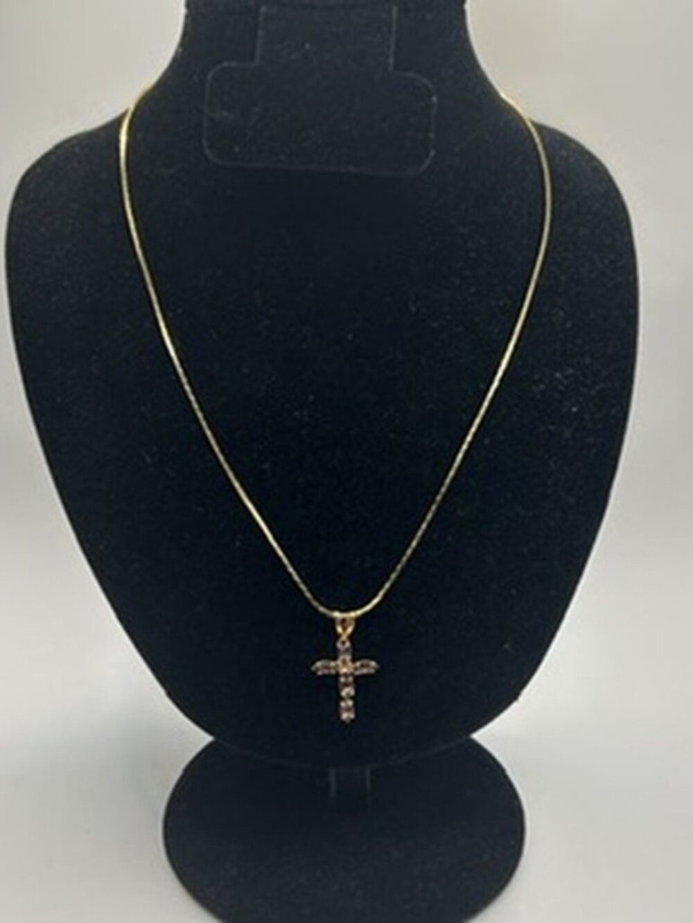 Womens Vintage Purple Amethyst Cross Real Gold Chain Plated Stainless Steel